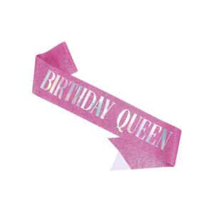 Birthday queen pink glitter sash